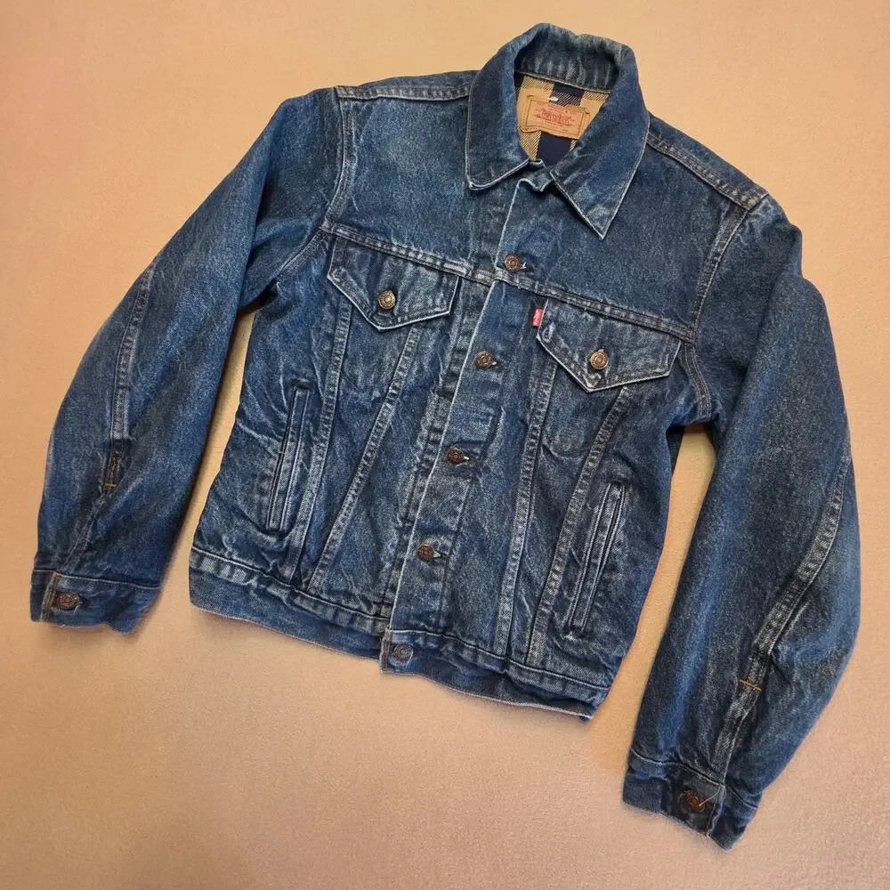 Levi's Vintage 1989 Flannel-Lined Denim Trucker Jacket Sz 36 (XS) USA 70401 0824